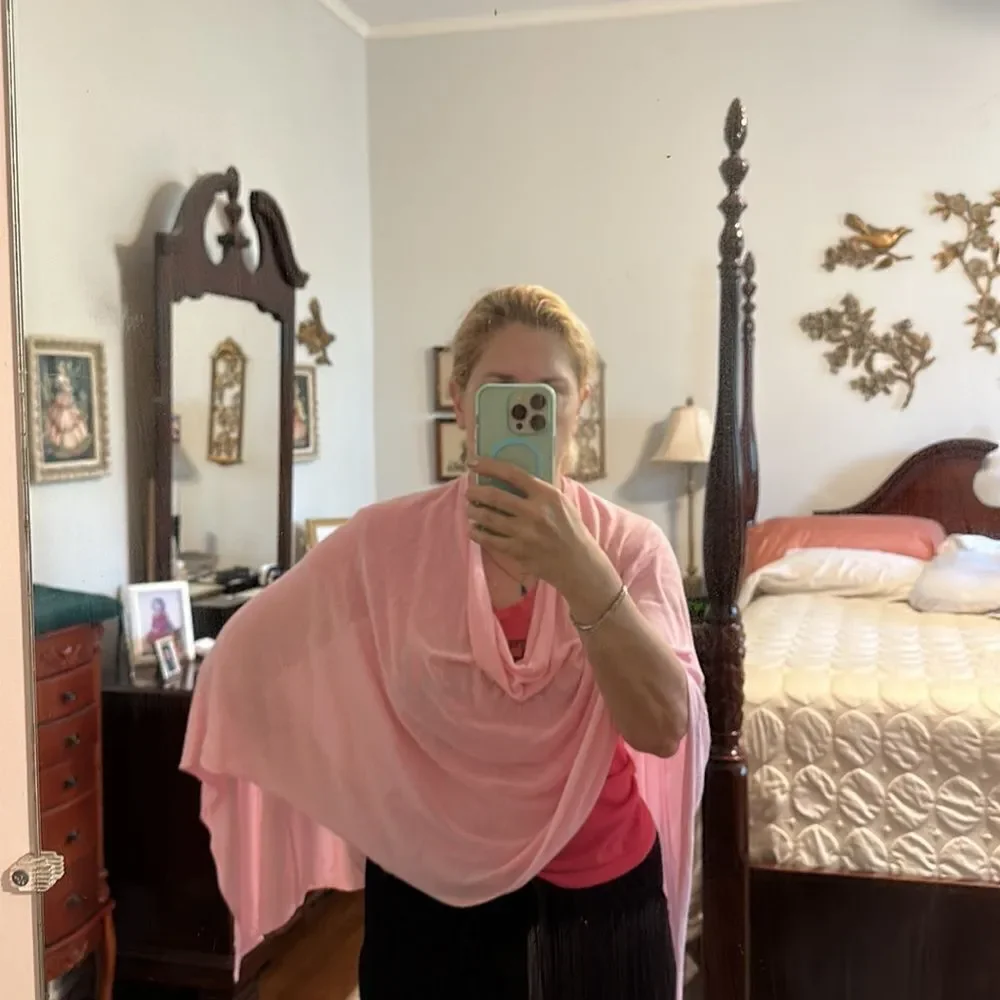 Kerisma pink‎ viscose/tencel/modal knit shawl/wrap with hole for head